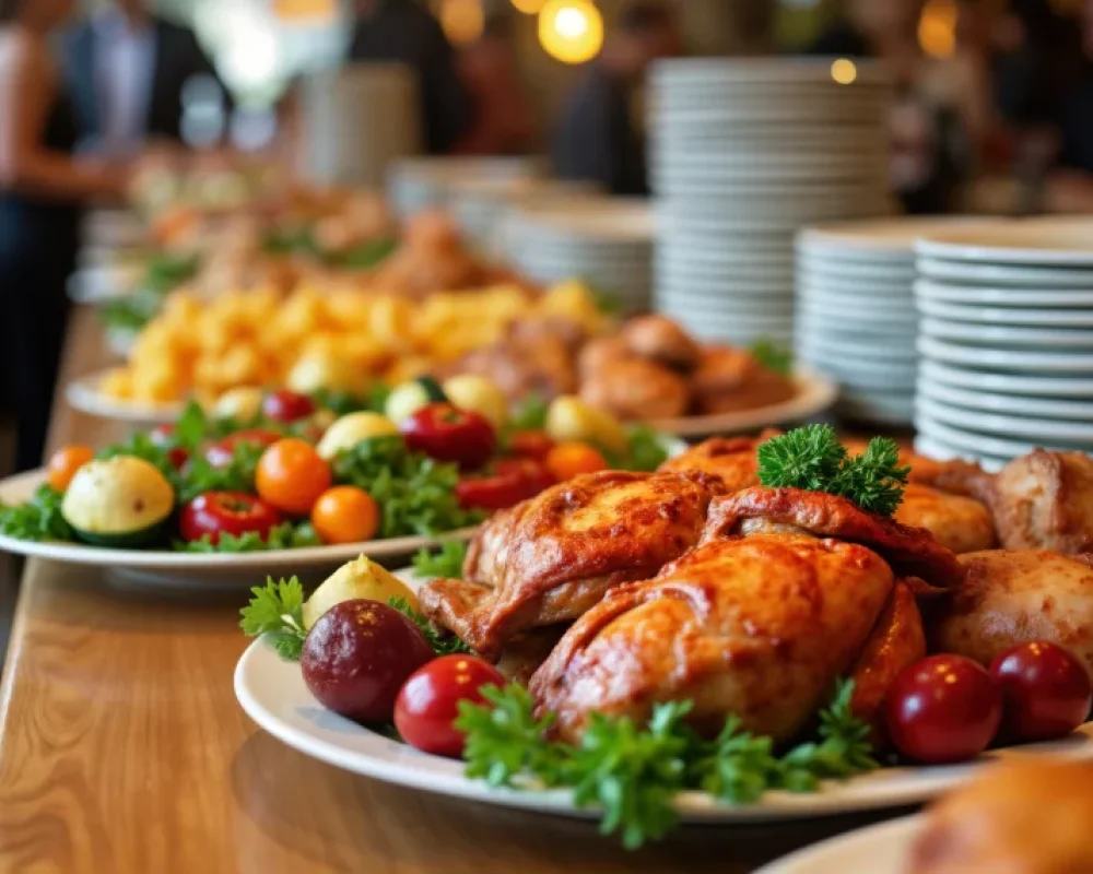restaurant-buffet-food-roasted-chicken-meat-vegetables-catering-event-dinner-party-healthy
